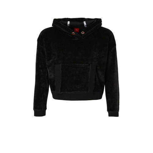 Soliver Velours Cropped Hoodie Zwart soliver kopen in de aanbieding Soliver Velours Cropped Hoodie Zwart soliver kopen in de aanbieding