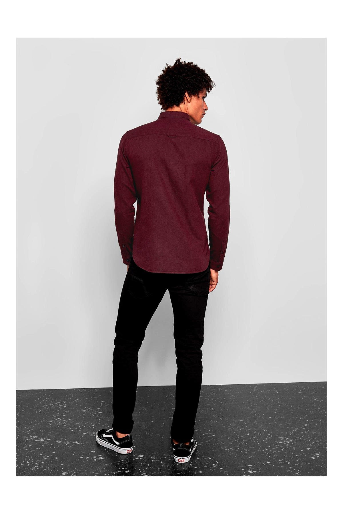 Q/S by s.Oliver slim fit overhemd bordeaux rood wehkamp