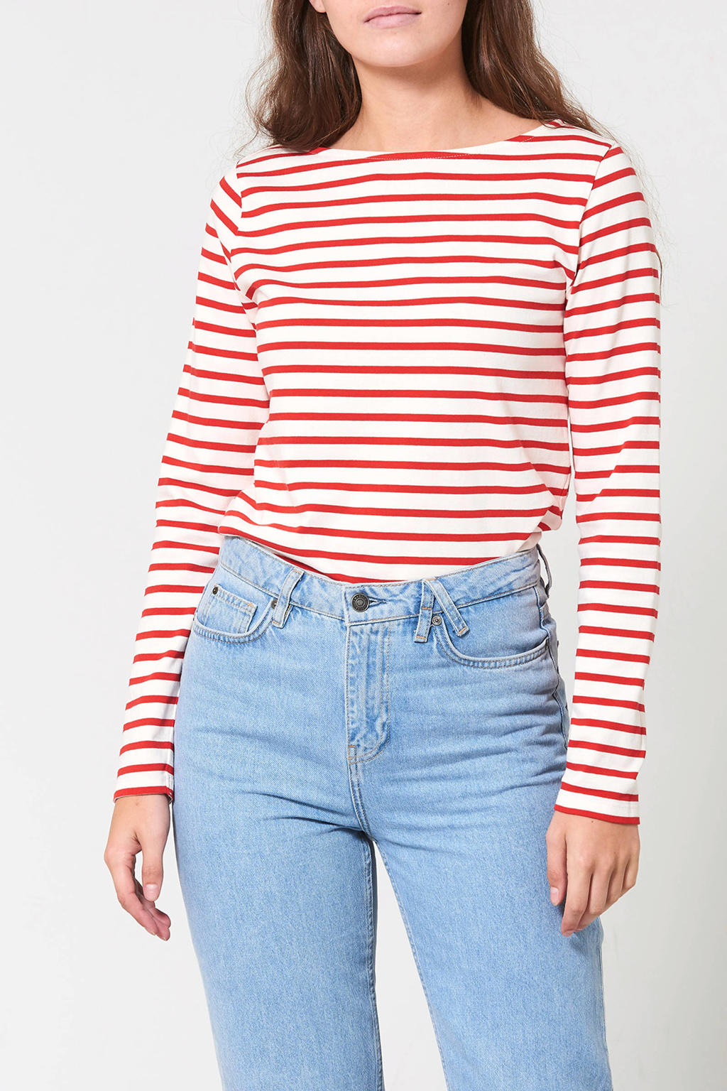 America Today gestreepte longsleeve rood