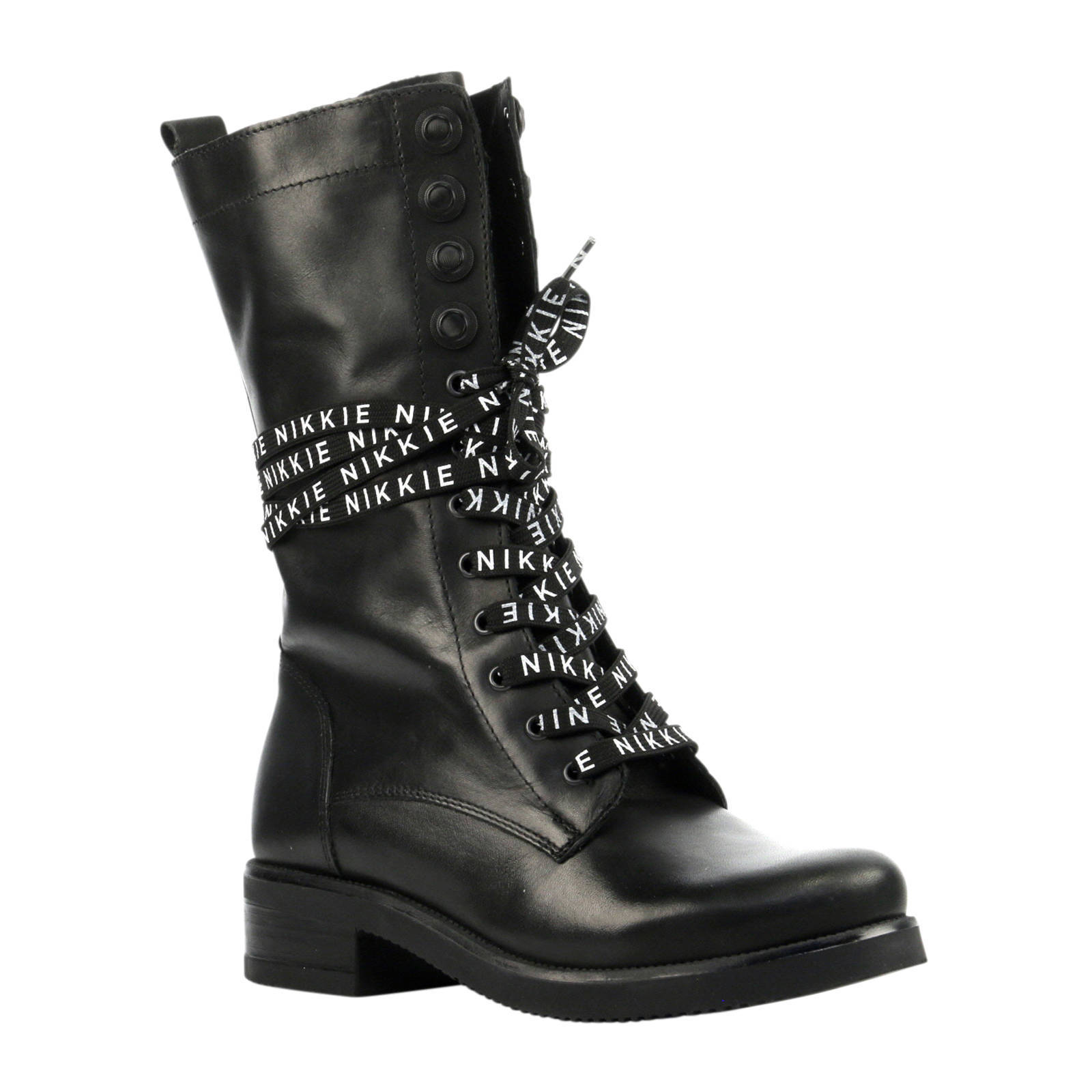 high branded lace boots