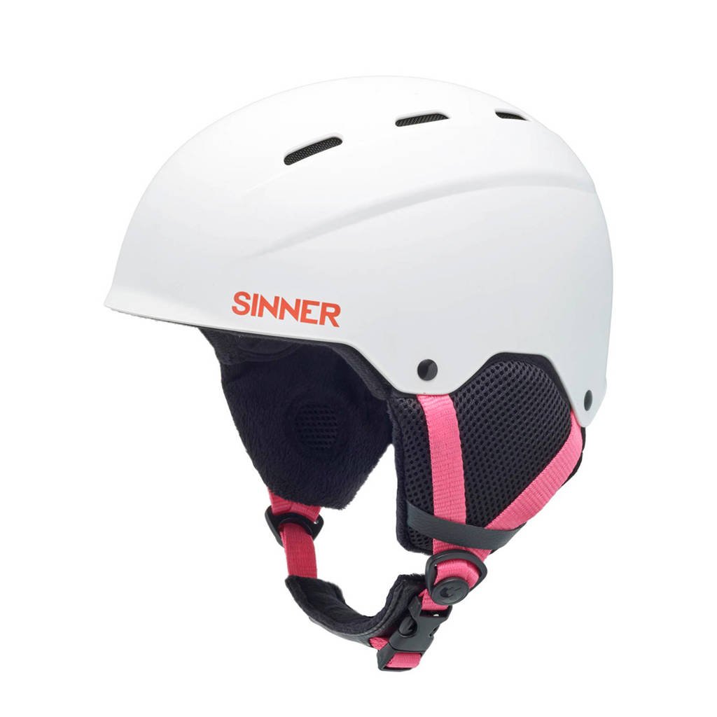 Sinner Jongens/meisjes skihelm Poley wit, Wit/roze