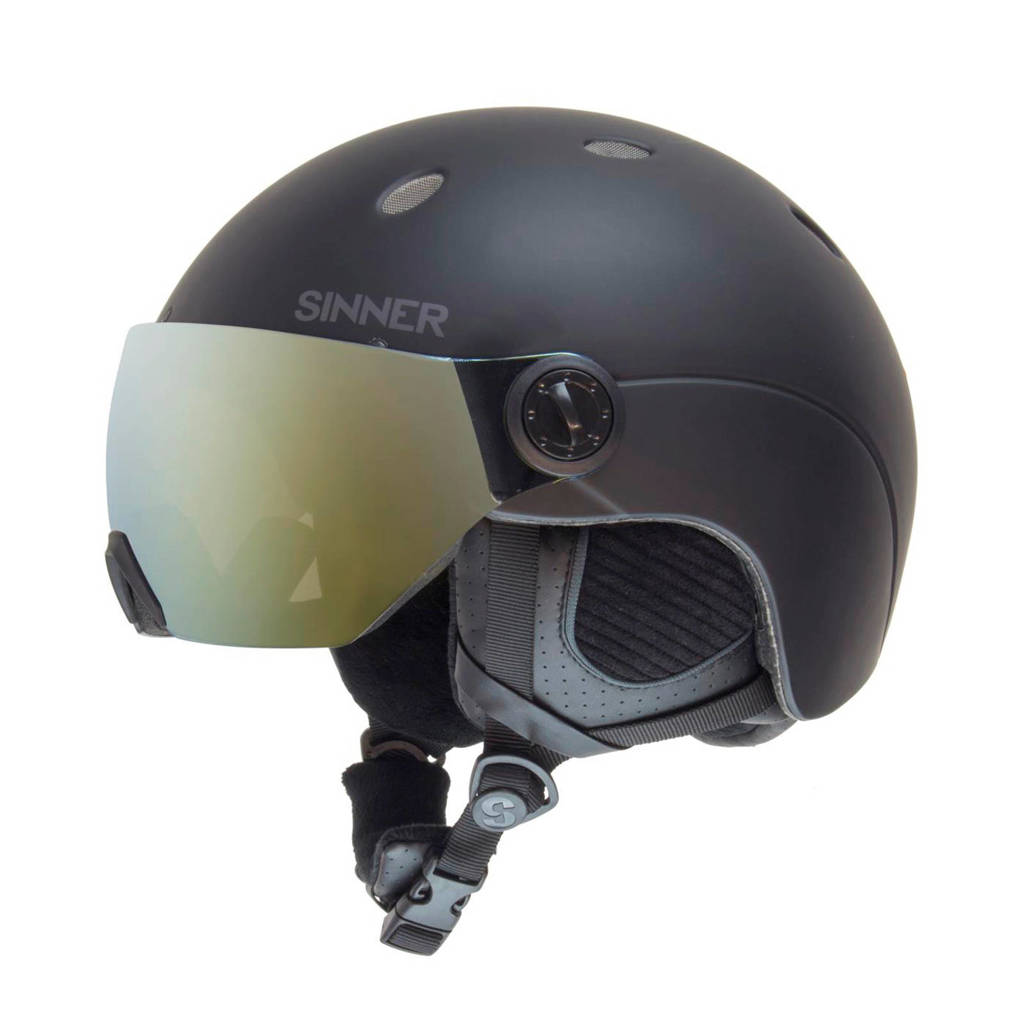 Sinner skihelm Titan Visor Unisex zwart, Zwart