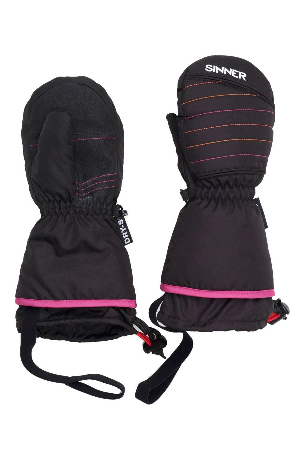 Sinner skihandschoenen Stratton Mitten Junior, Zwart/roze