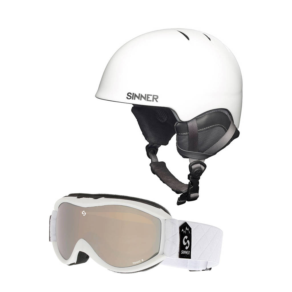 Sinner skihelm+skibril wit, Wit