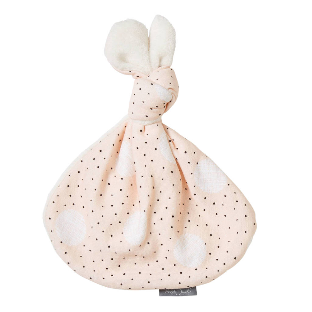 Petit Juul knoopkonijn roze/creme/zwart knuffel 43 cm, Roze/creme/zwart