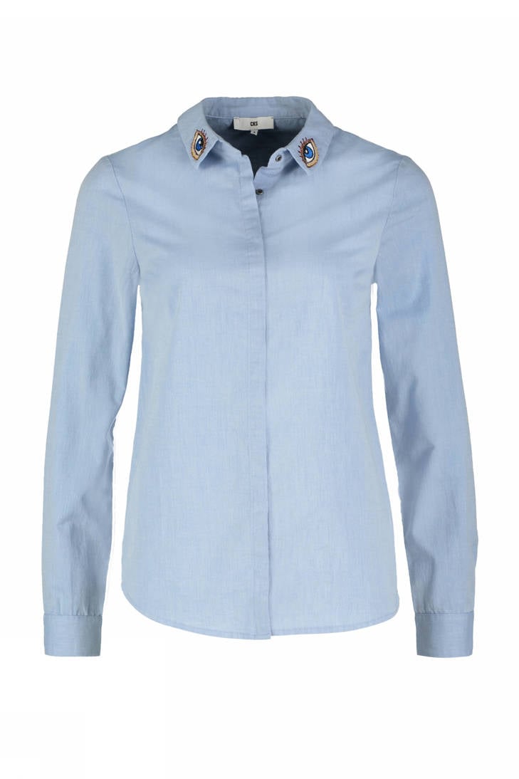 lichtblauw borduursel Marjanne CKS blouse met xHa66U