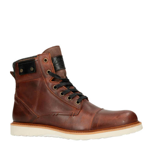 Manfield Leren Veterboots Cognac manfield kopen in de aanbieding Manfield Leren Veterboots Cognac manfield kopen in de aanbieding