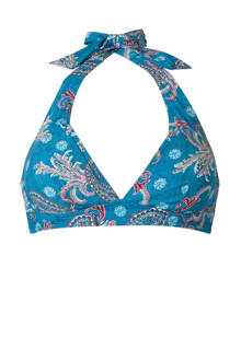 Women Beach halterbikinitop met all over print blauw