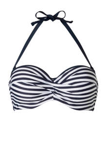 Women Beach gestreepte bandeau bikinitop donkerblauw