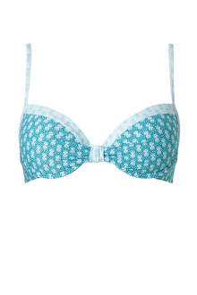 Women Beach push up bikinitop in all over print lichtblauw