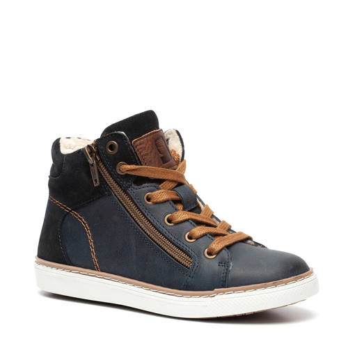 Scapino Groot Gevoerde Leren Enkelboots Donkerblauw scapino kopen in de aanbieding