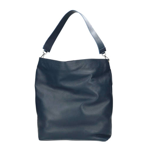 Manfield Leren Shopper Blauw manfield kopen in de aanbieding Manfield Leren Shopper Blauw manfield kopen in de aanbieding