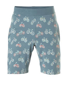 pyjamashort met all over print grijsblauw
