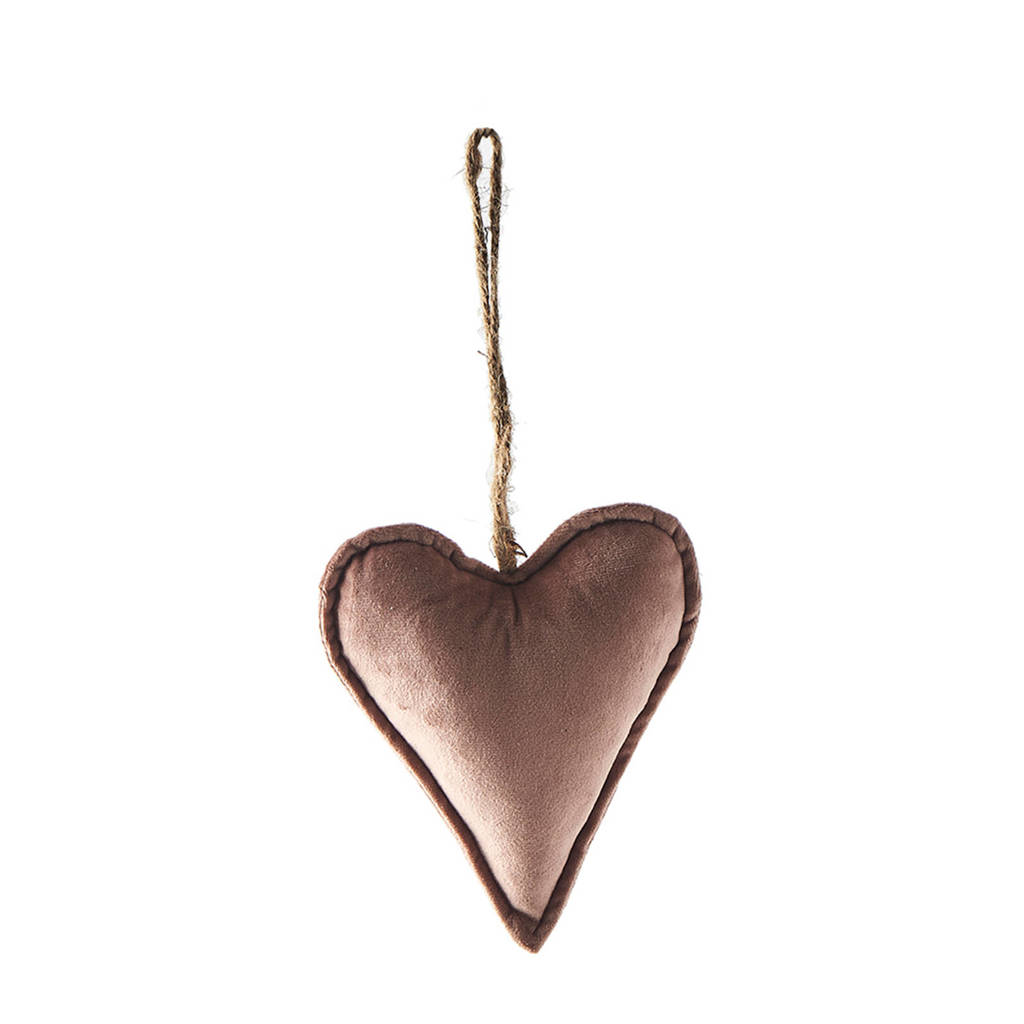 Riviera Maison kersthanger Velvet Heart Ornament pink M, Roze