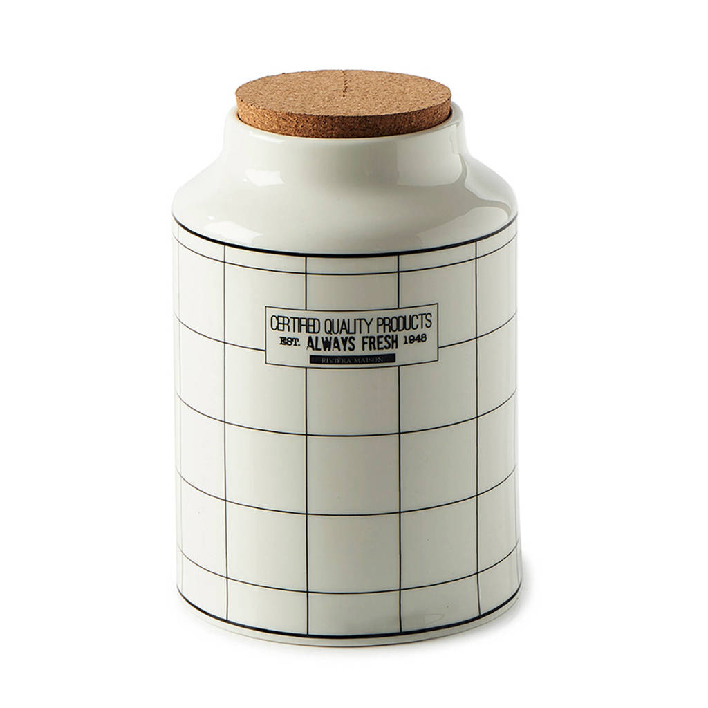 Riviera Maison voorraadpot (Ø11 cm), Wit/zwart