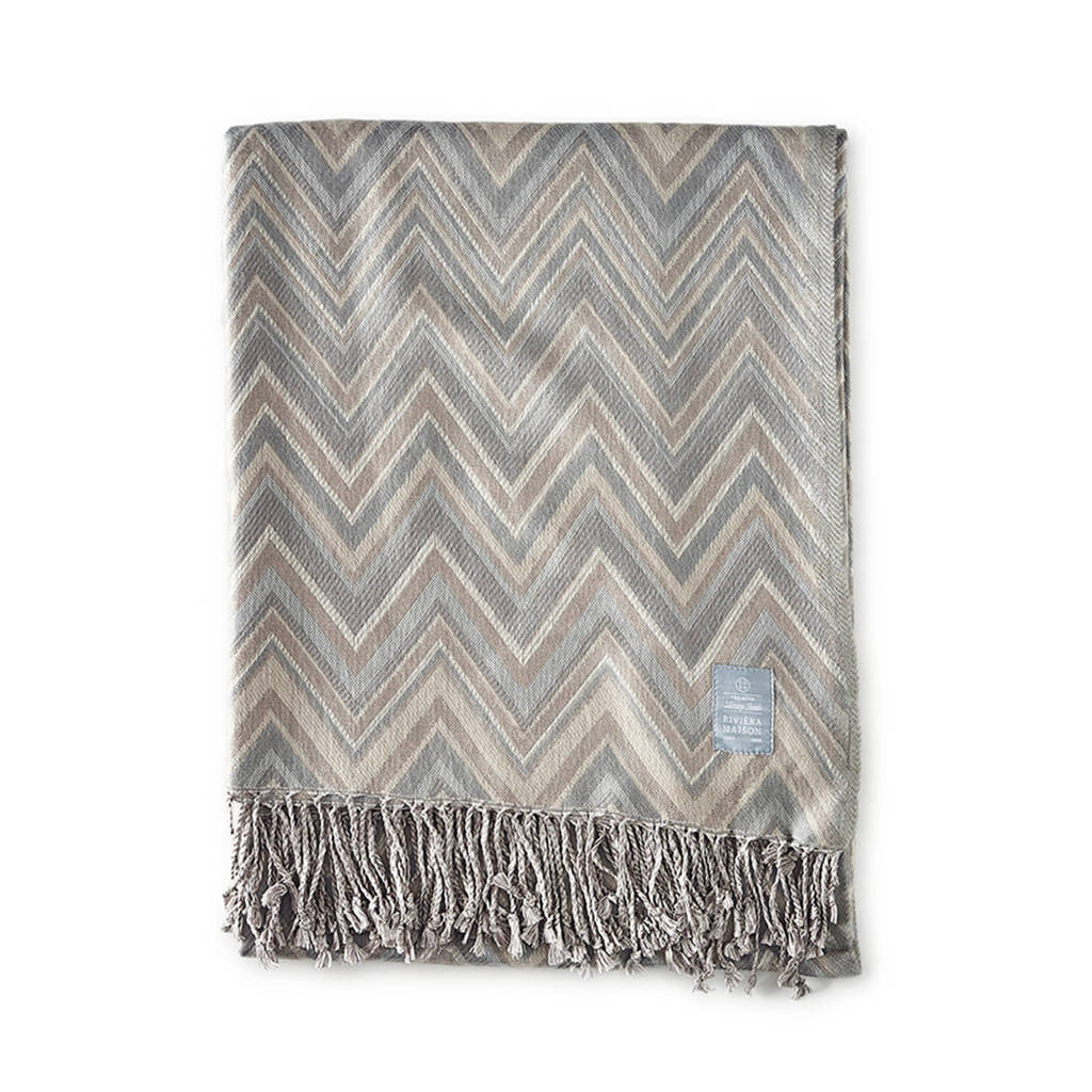Riviera Maison plaid Roma Throw (170x140cm), Zilvergrijs