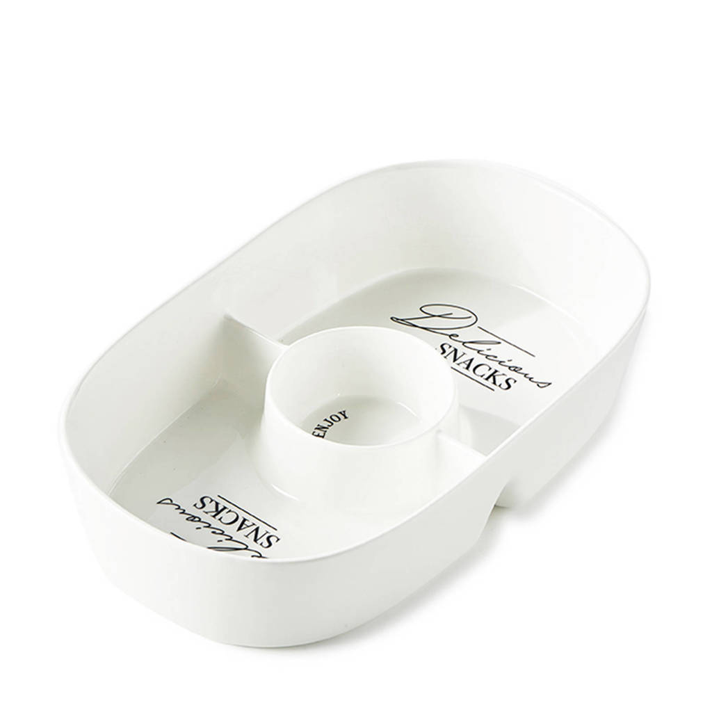 Riviera Maison serveerschaal (22,5x36,5 cm), Wit/zwart