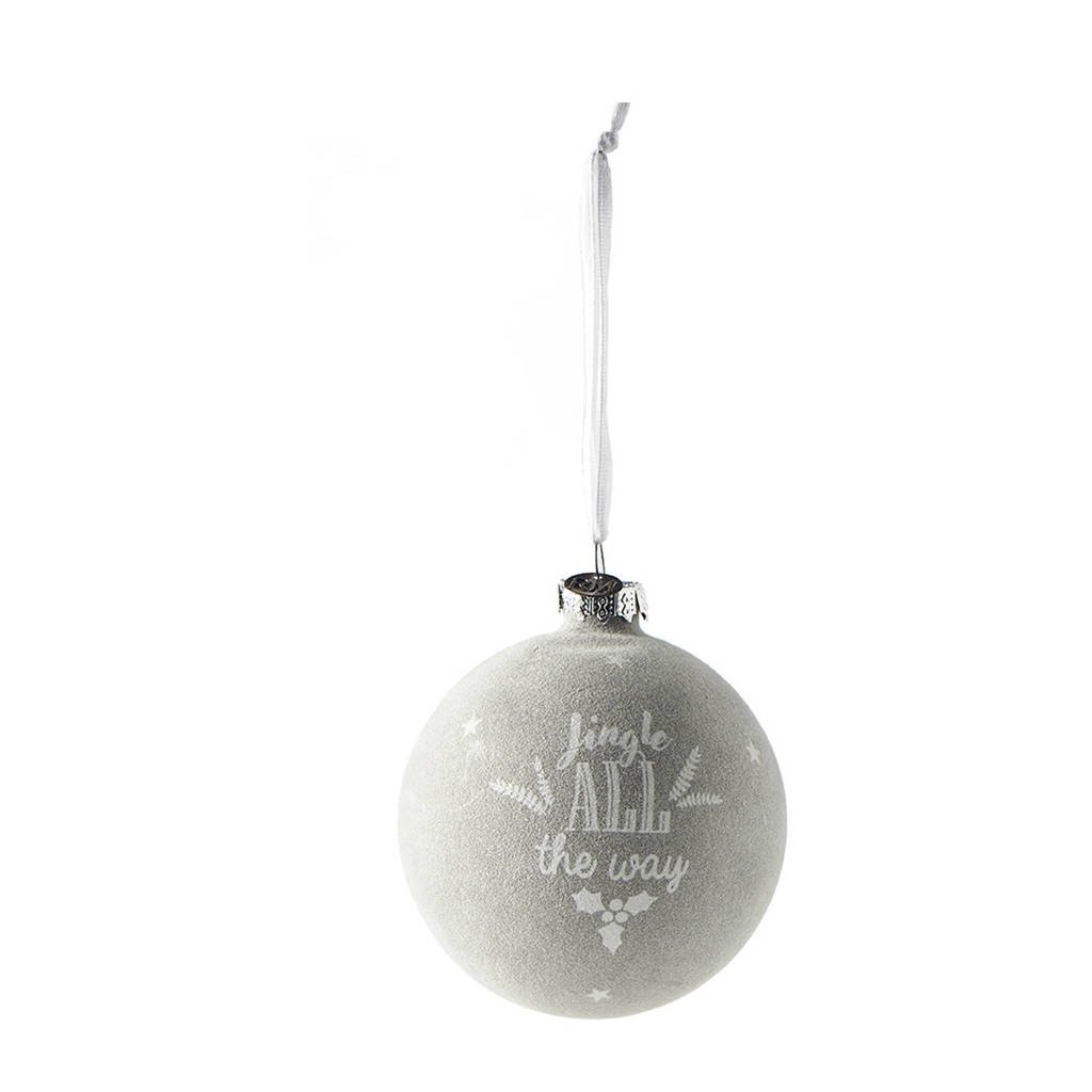 Riviera Maison kerstbal Jingle all the Way (Ø8cm), Grijs