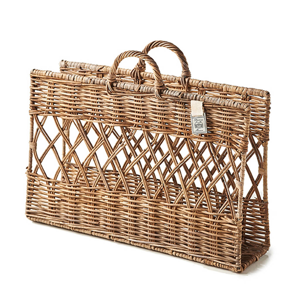 Riviera Maison tijdschriftenrek Rustic Rattan Newspaper Basket, Bruin