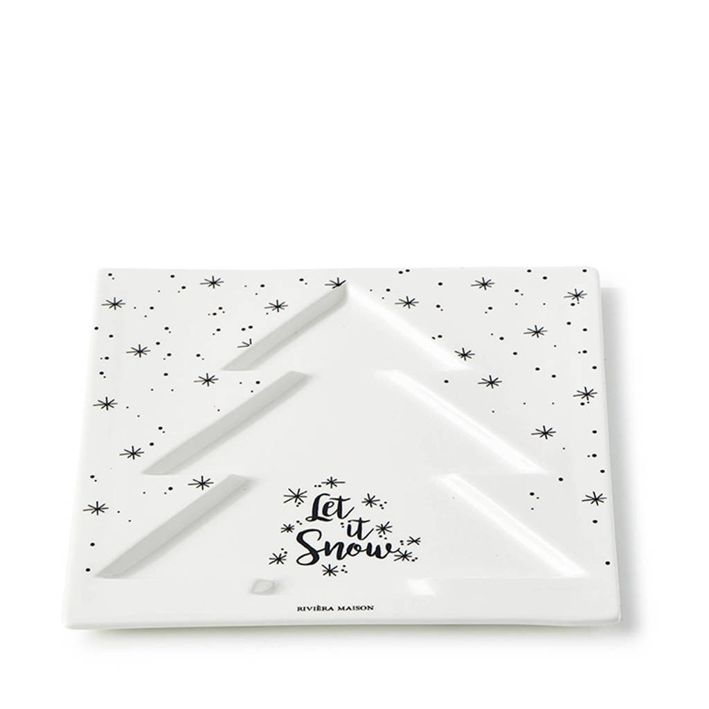 Riviera Maison ontbijtbord (22x22 cm), Wit/zwart
