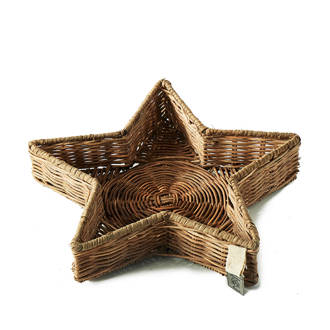 decoratieschaal Rustic Rattan Winter Star Tray M
