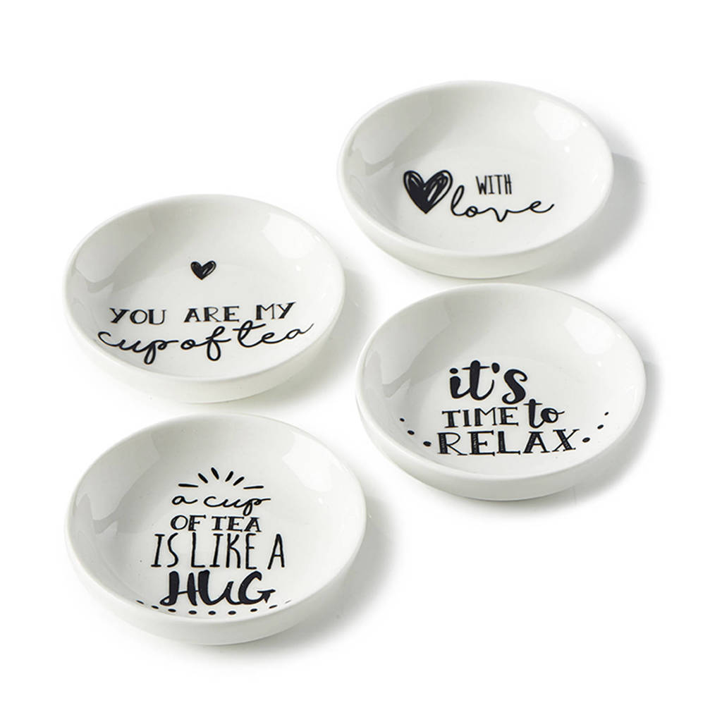 Riviera Maison theetip (set van 4), Wit/zwart