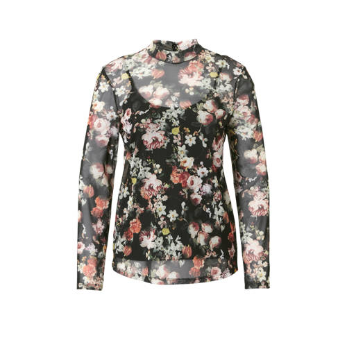 Esprit Edc Women Gebloemde Mesh Top esprit kopen in de aanbieding