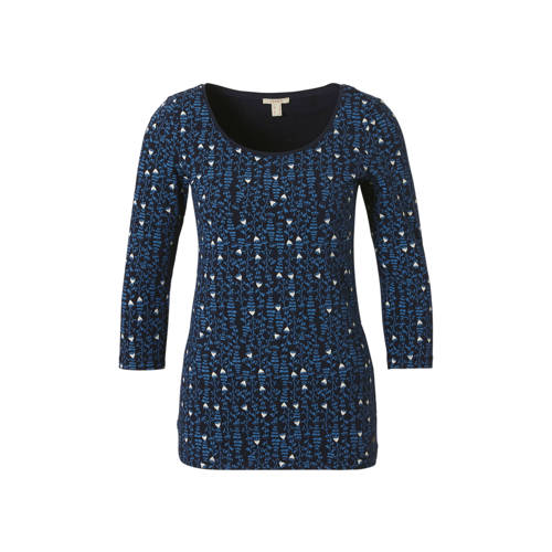 Esprit Women Casual T Shirt Met All Over Print Blauw esprit kopen in de aanbieding