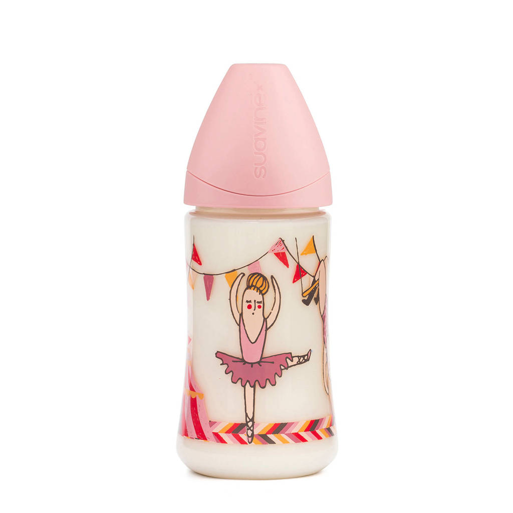 Suavinex Anatomical fles 270 ml pink ballerina, Pink ballerina