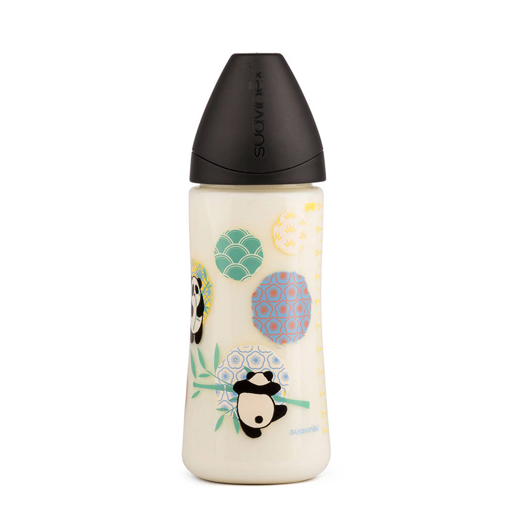 Suavinex Anatomical fles 360 ml blue panda, Black panda