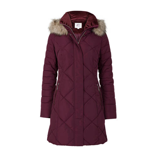 Miss Etam Regulier Quilted Jas Donkerrood miss etam kopen in de aanbieding
