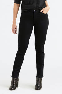 Zwarte dames Levi's 712 slim fit jeans van stretchdenim met regular waist