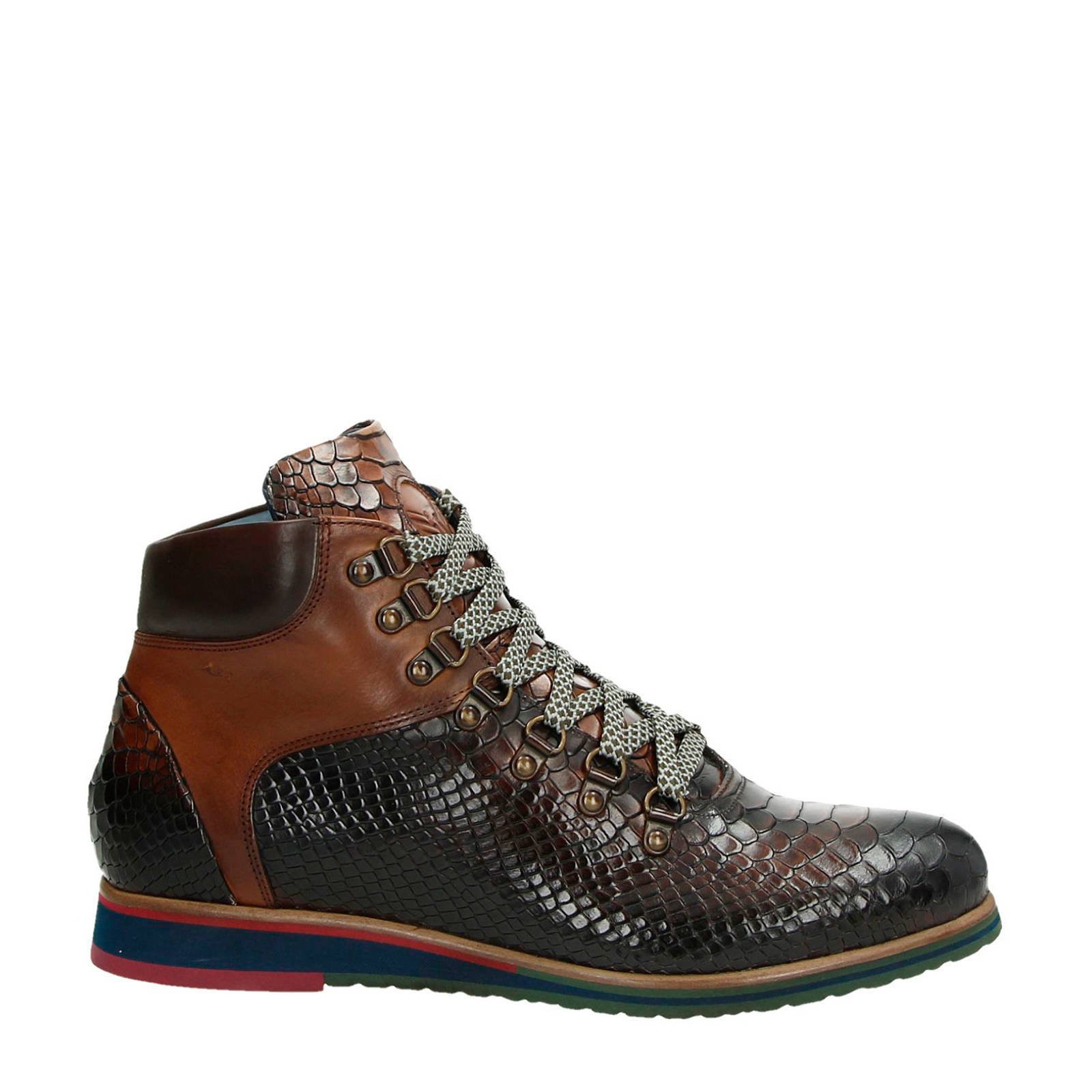 leren veterboots cognac