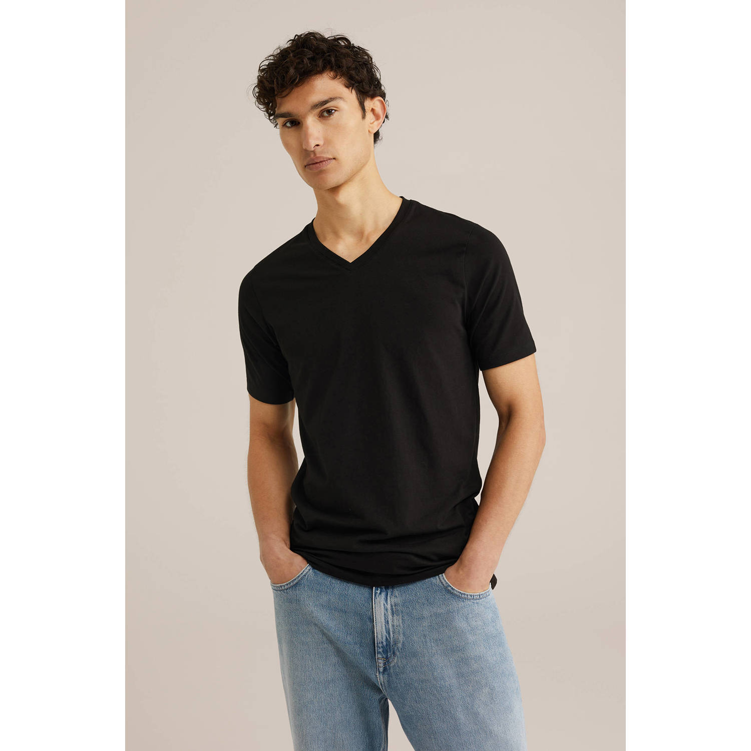 WE Fashion WE Fundamentals T-shirt ( set van 2) zwart Tall fit