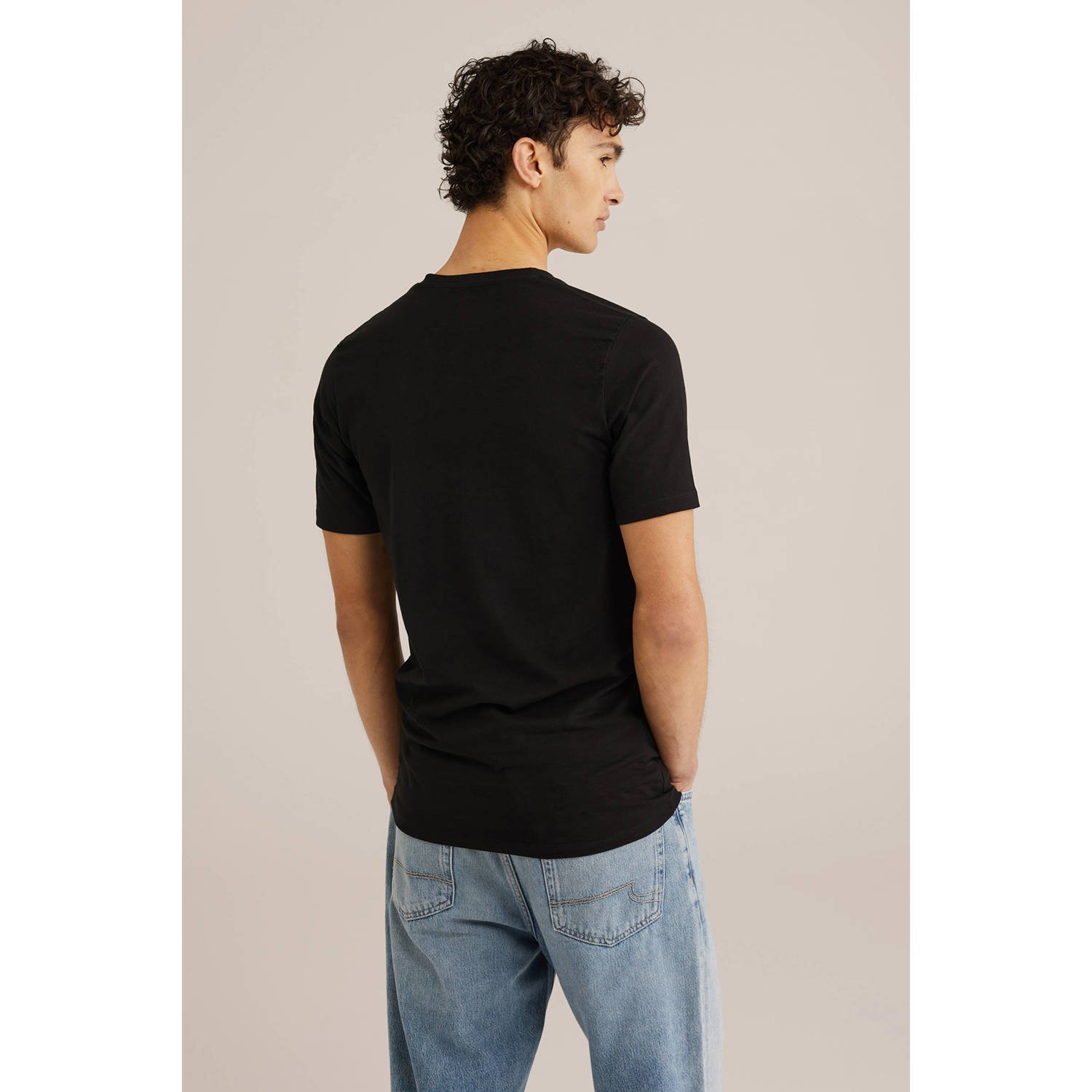 WE Fashion WE Fundamentals T-shirt ( set van 2) zwart Tall fit