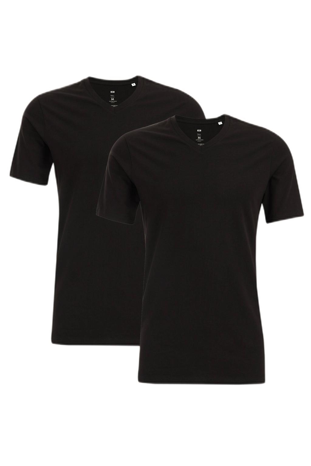 WE Fundamentals T-shirt tall fit zwart (set van 2)