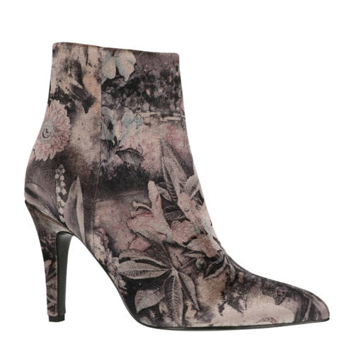 Manfield Bloemen Enkellaarzen Grijs manfield kopen in de aanbieding Manfield Bloemen Enkellaarzen Grijs manfield kopen in de aanbieding