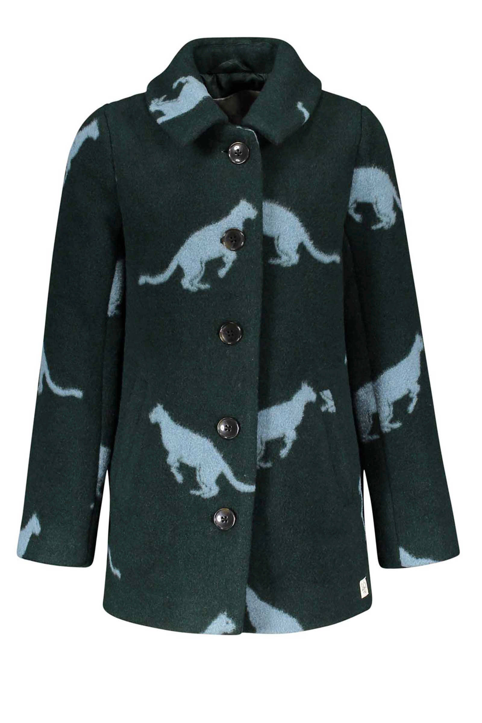 Sissy Boy winterjas met wol en luipaardprint donkergroen Sissy Boy winterjas met wol | wehkamp