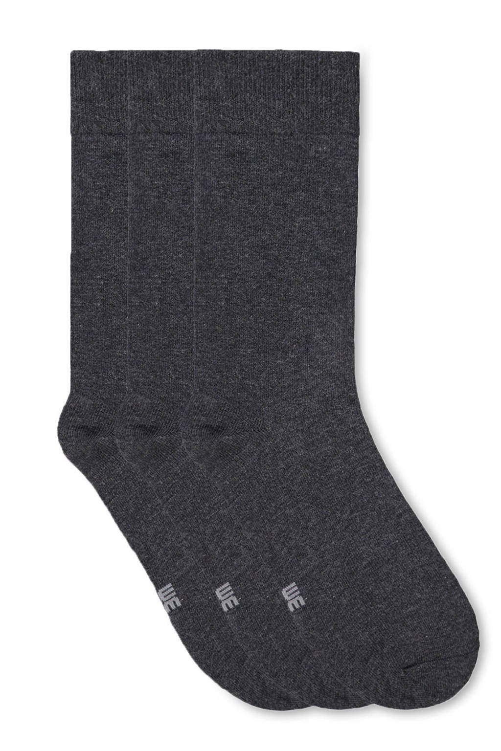 WE Fashion sokken - set van 3 antraciet, Grijs melange