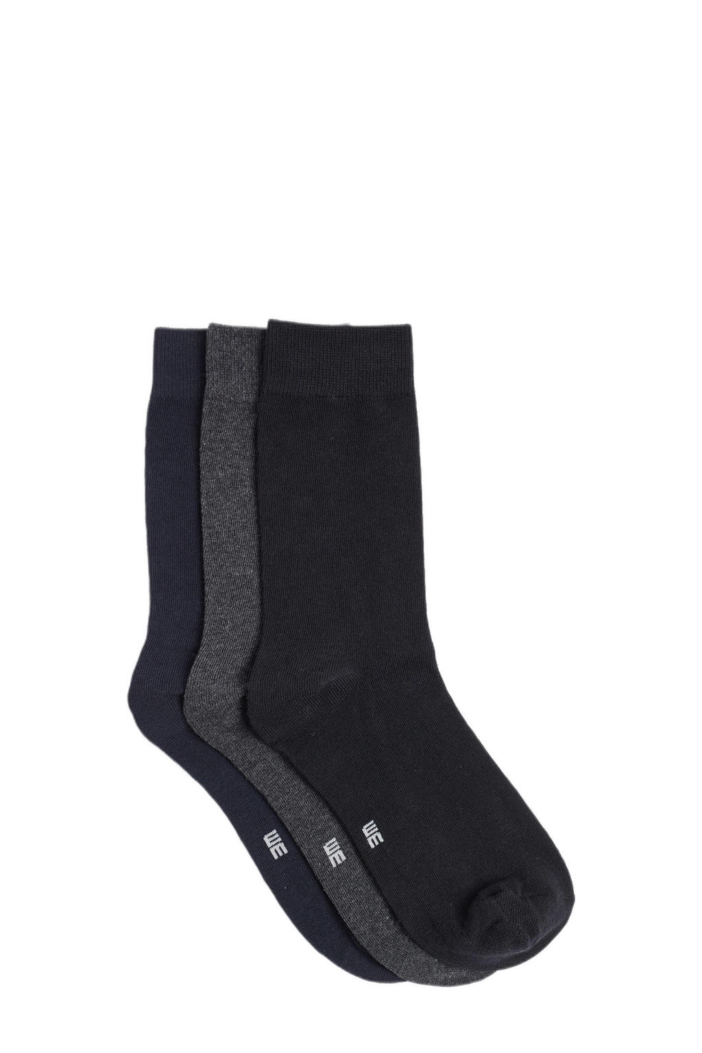 WE Fashion sokken - grijs/zwart (set van 3)