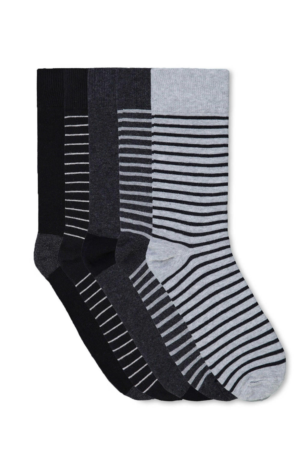 WE Fashion sokken - antraciet/grijs (set van 5)