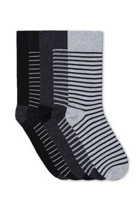 WE Fashion sokken - set van 5 antraciet/grijs, Grijs/zwart