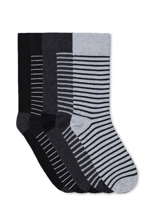 sokken - set van 5 antraciet/grijs