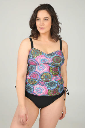 tankini bikinitop met all over print paars