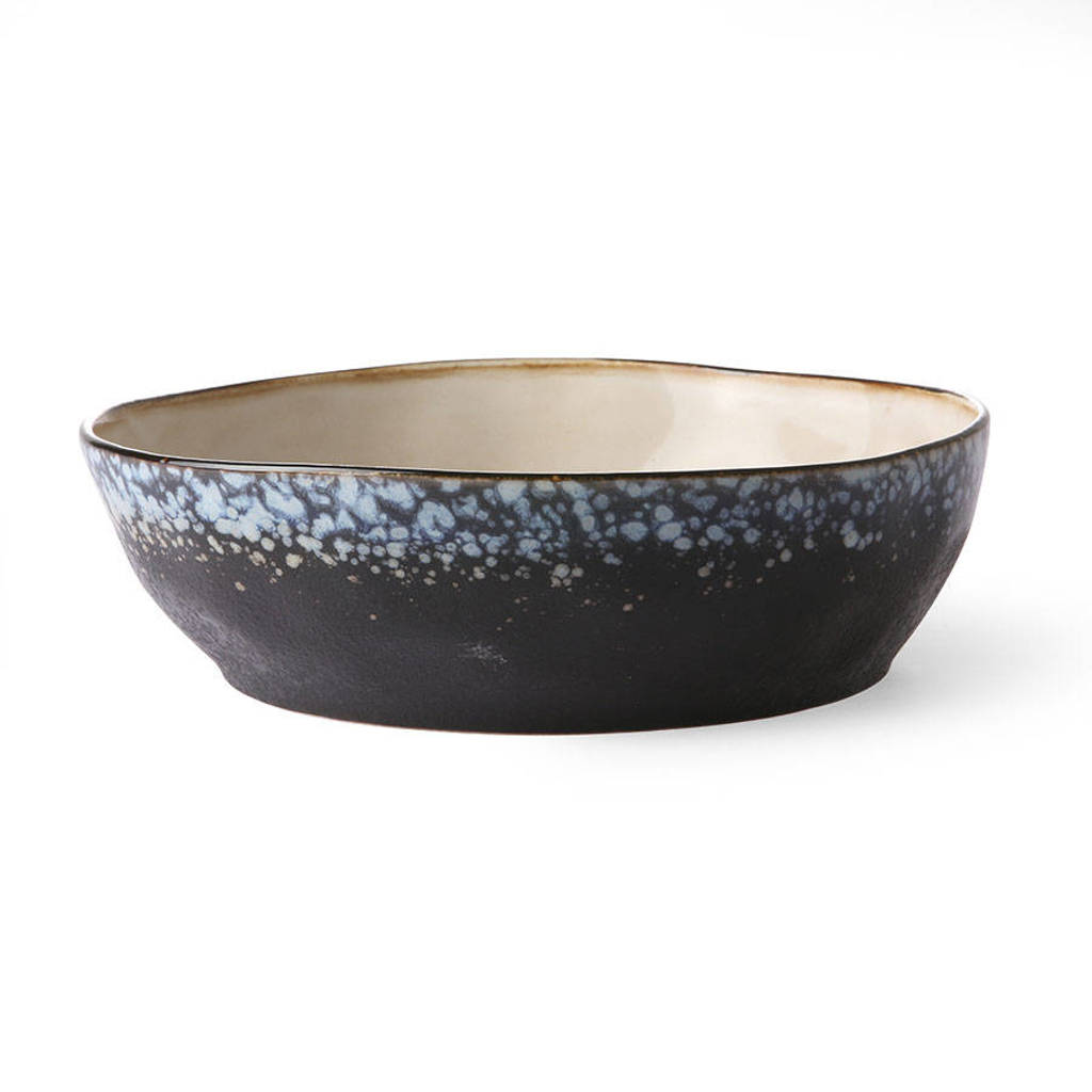 HKliving 70's pastabord (Ø19,5 cm), Zwart/blauw