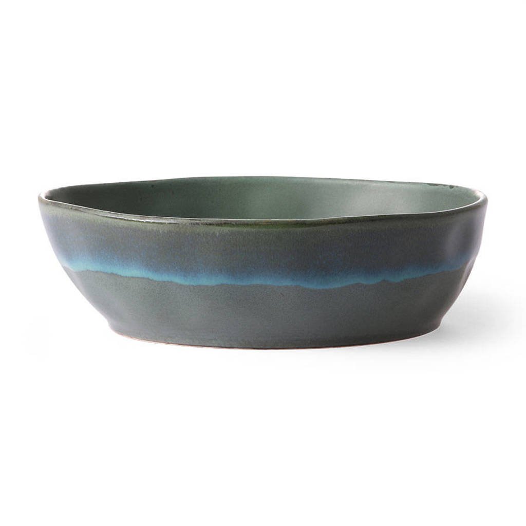 HKliving 70's pastabord (Ø19,5 cm), Groen/blauw