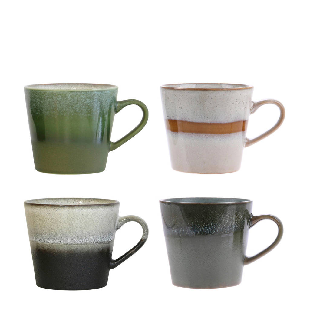 HKliving 70's mok (Ø9,5 cm) (set van 4), Multi