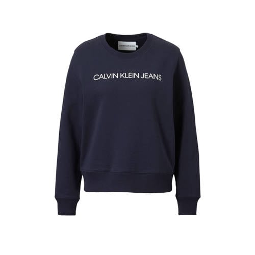 Calvin Klein Jeans Sweater Met Logo Opdruk Donkerblauw calvin klein jeans kopen in de aanbieding