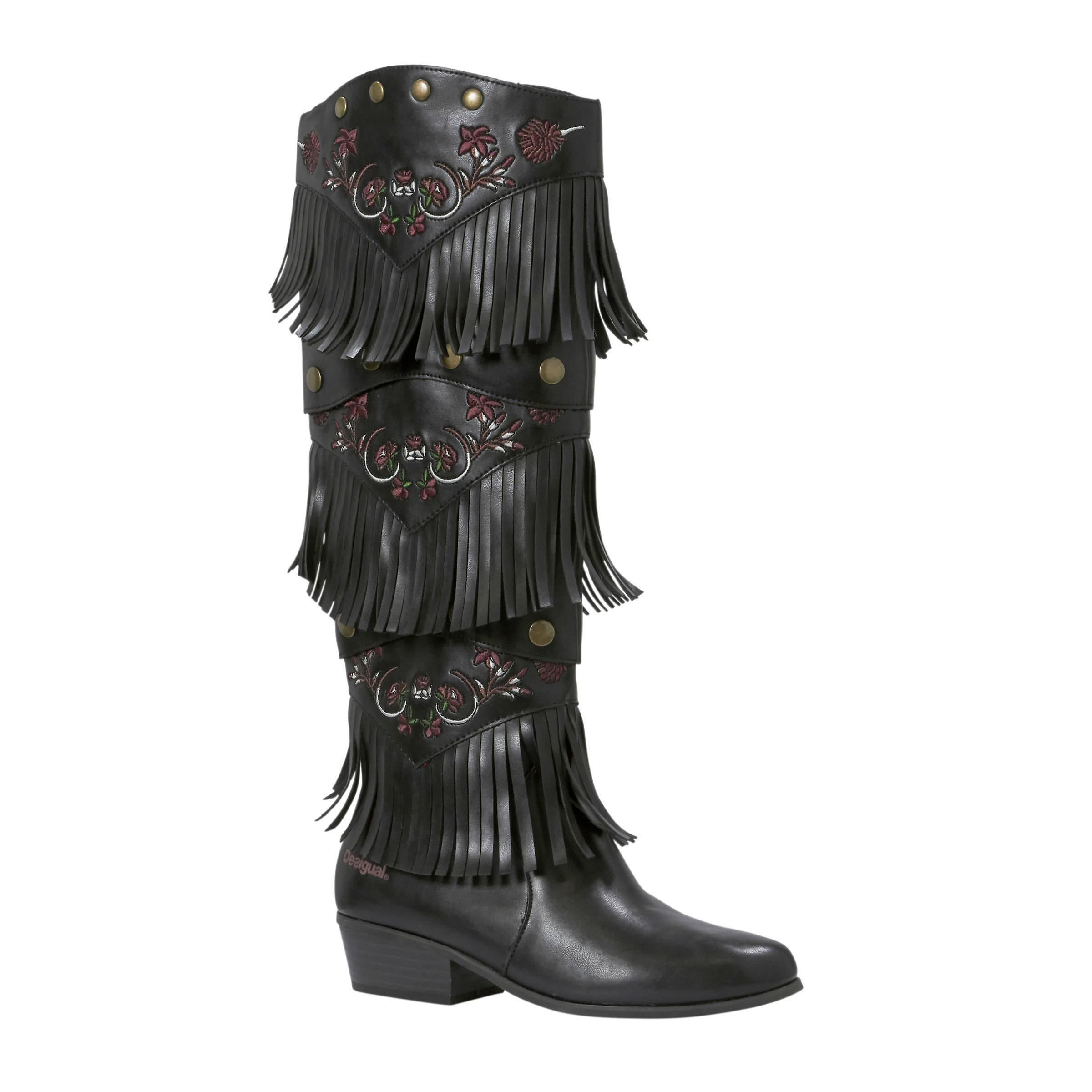 En Desigual Zwart Franjes Sconti Met Bloemenprint Laarzen MSGqUzVp