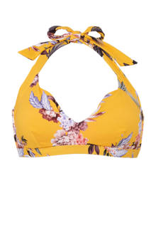 halter bikinitop Covent Garden met all over print geel